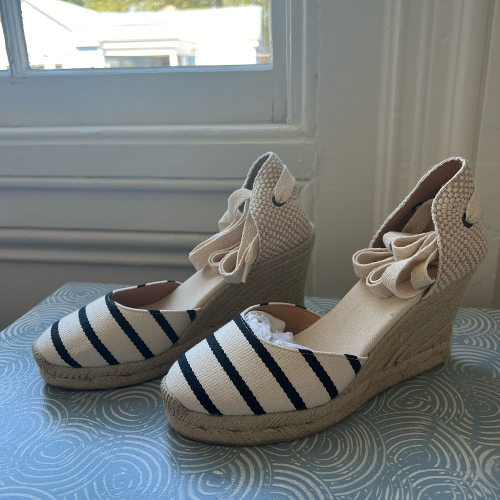 NEW Soludos ‘The Marseilles Wedge’ Size 7 Stripped - Picture 2 of 3